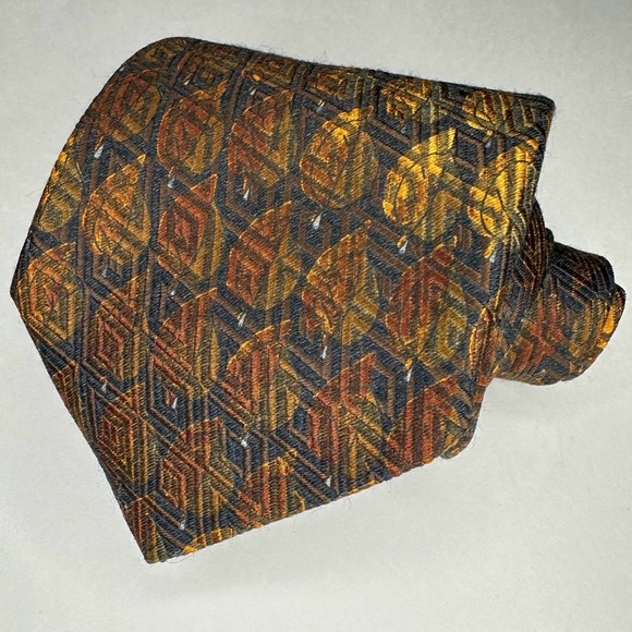 Silk/Wool Ermenegildo Zegna Heavy Geometric Classic Tie, 4” 57.5” fall designer - Picture 8 of 8